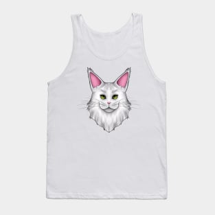 White Mainecoon Cat Tank Top